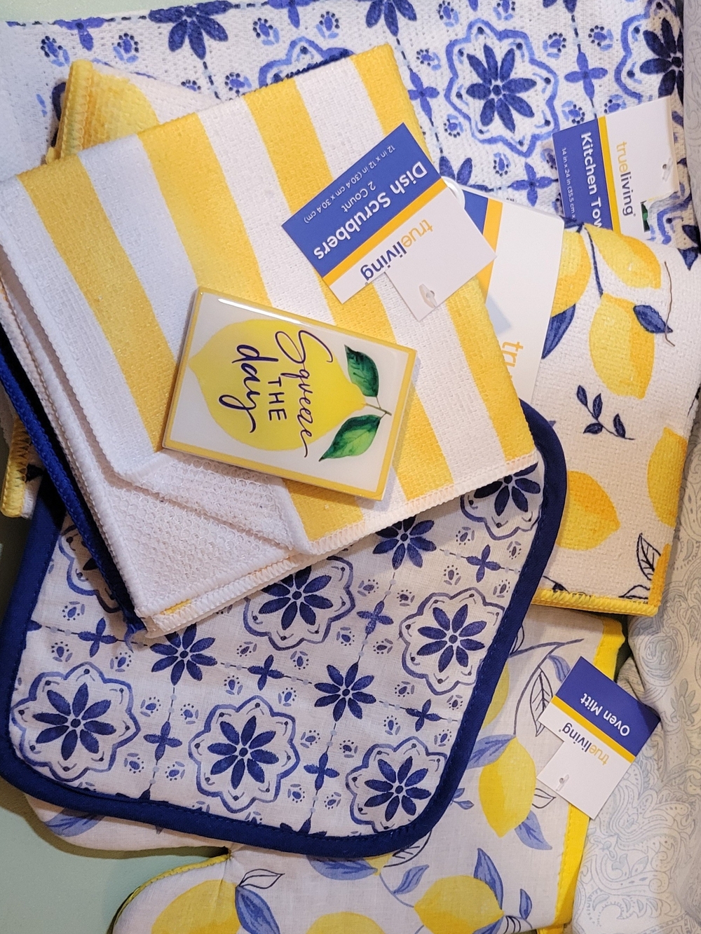 Bright Lemon & Blue Kitchen Towel Set